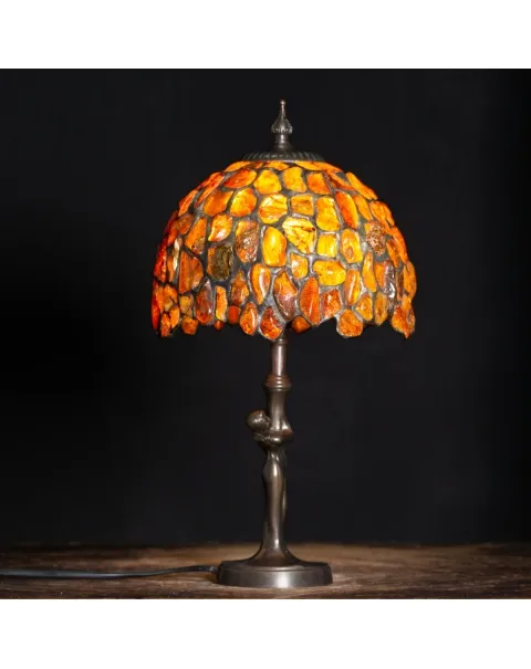 Lampada da tavolo Tiffany in Ambra