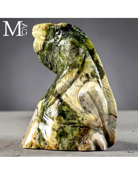 Scultura di Iguana in Serpentino – Artigianato del Perù