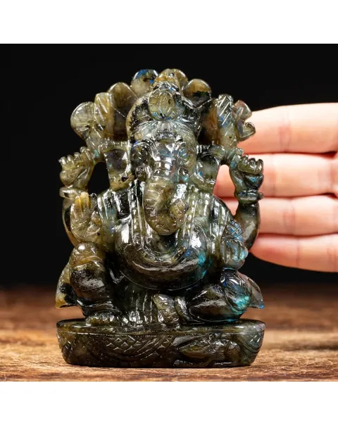 Statua Ganesh Labradorite (660g)