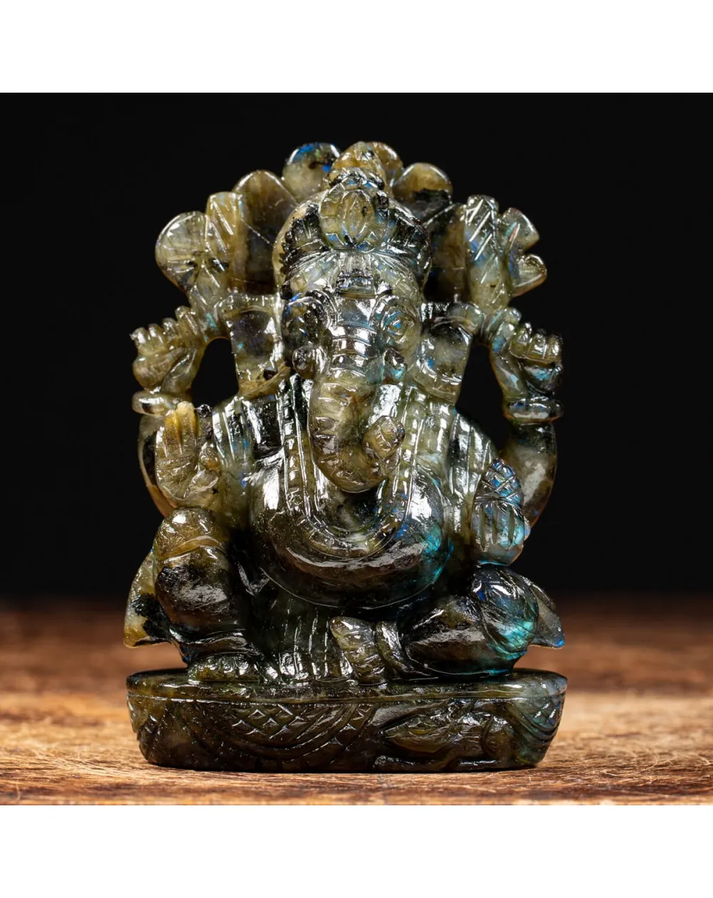 Statua Ganesh Labradorite (660g)