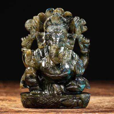 Statua Ganesh Labradorite (660g)