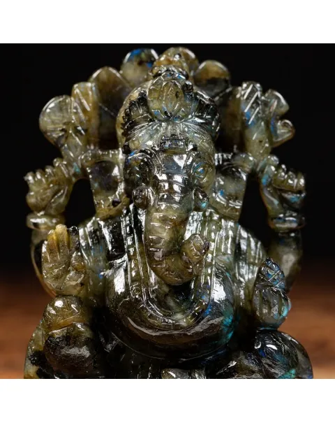 Statua Ganesh Labradorite (660g)