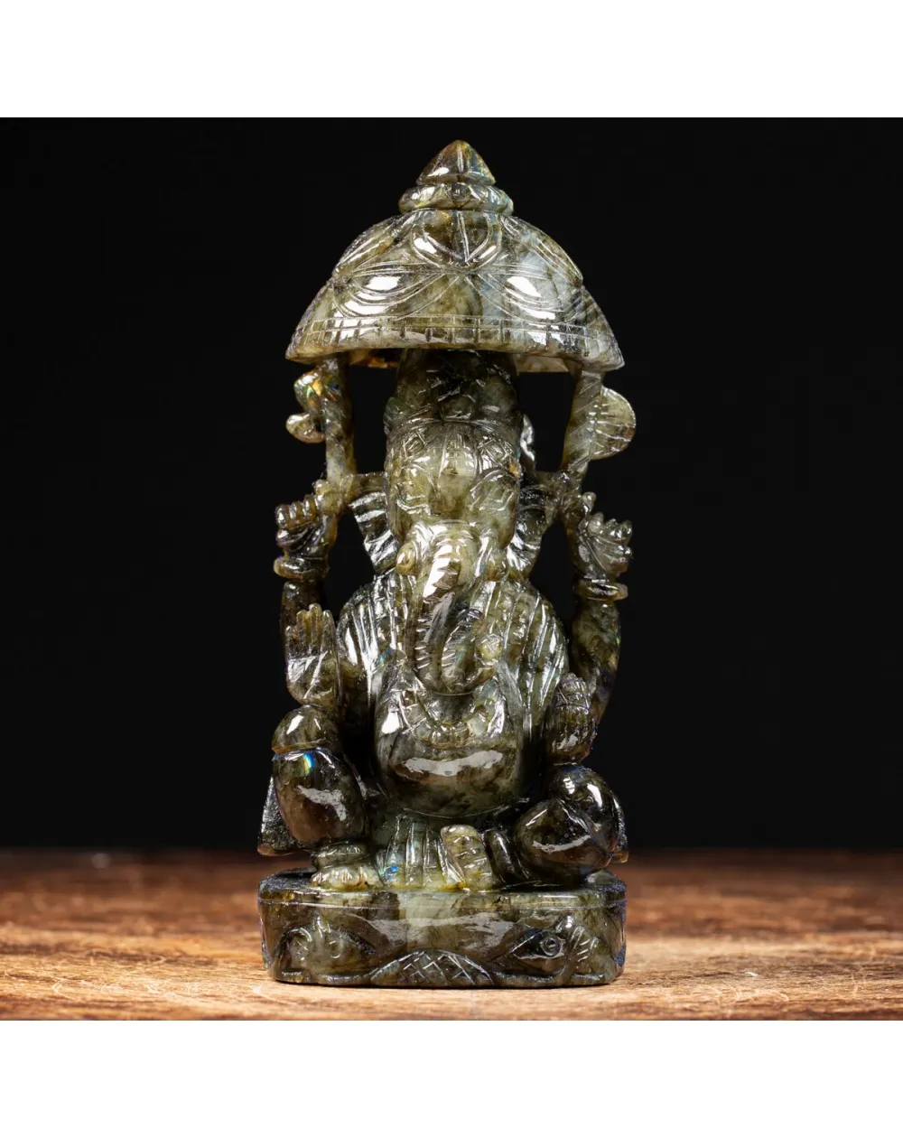 Statua Ganesh Labradorite (1240g)