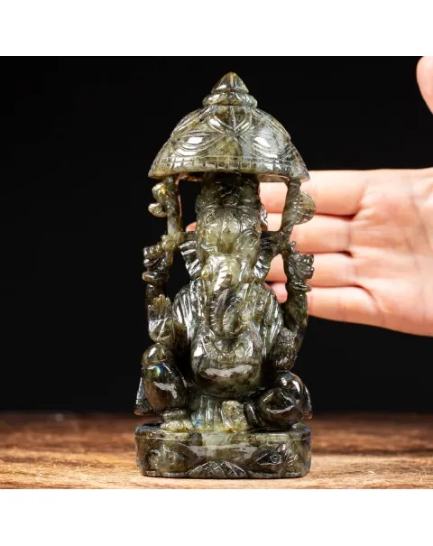 Statua Ganesh Labradorite (1240g)
