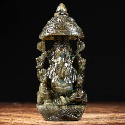 Statua Ganesh Labradorite (1100g)
