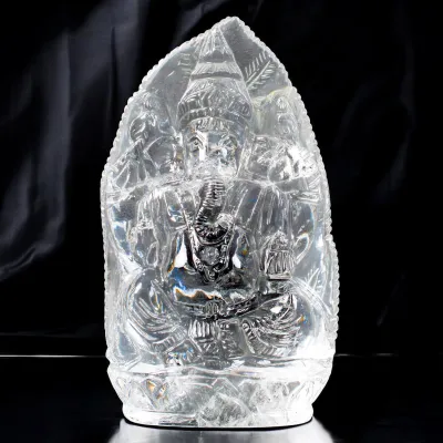 Scultura Lord Ganesh in Quarzo Himalayano.