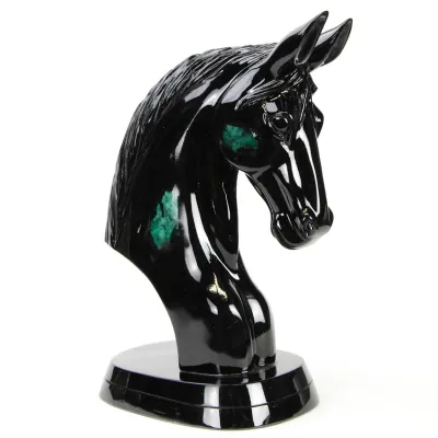 Scultura busto cavallo Smeraldo e Scisto nero