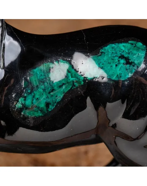 Scultura busto cavallo Smeraldo e Scisto nero