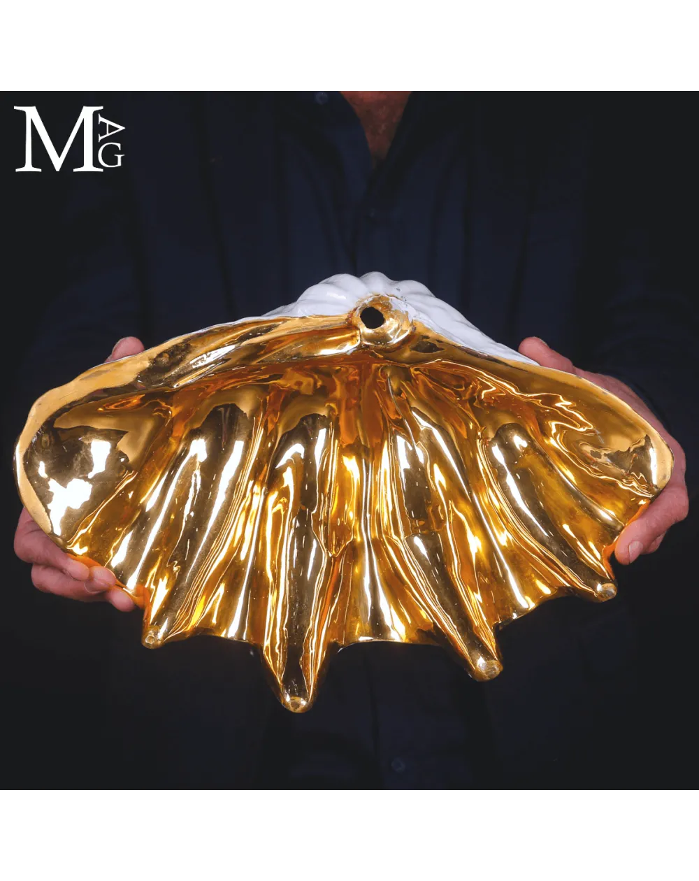 Tridacna in Ceramica – Oggetto Decorativo vintage, anni ’80