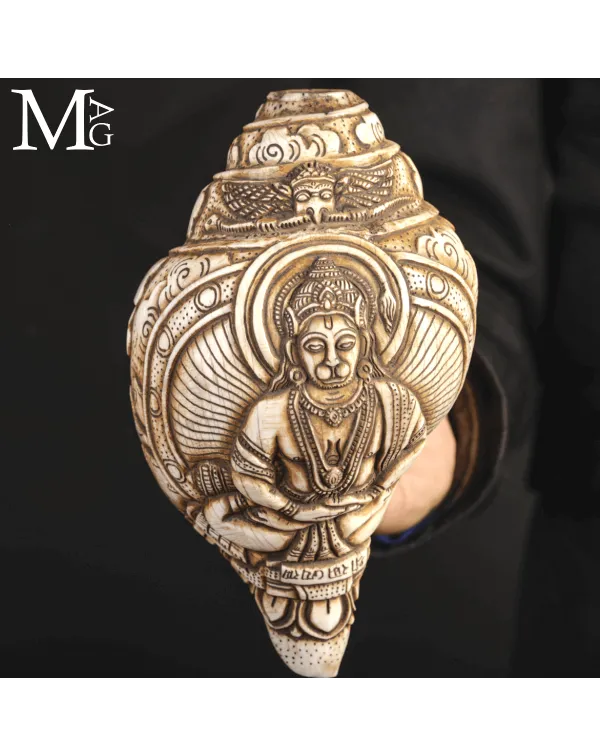 Conchiglia Shankha Tibetana Scolpita – Vishnu An...