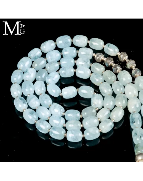 Collana in Acquamarina e Larimar in Labradorite cabochon