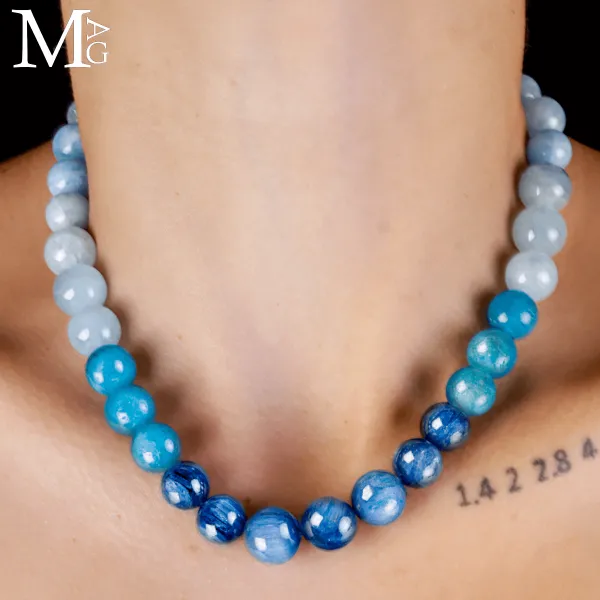 Collana in Kyanite, Neon Apatite e Acquamarina.