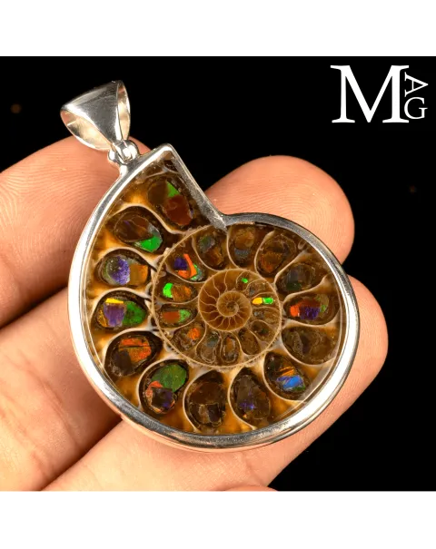 Ciondolo in argento con Ammonite e Ammolite