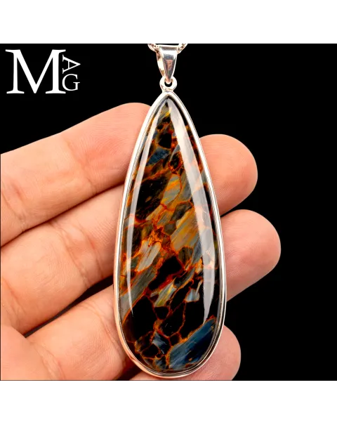 Ciondolo in Argento con Pietersite Naturale della Namibia