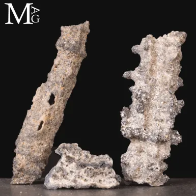 Fulgorite – Tre frammenti di fulmine vetrificato...
