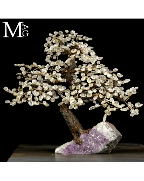 Bonsai in Quarzo su Drusa di Ametista – L'Energia Feng Shui.