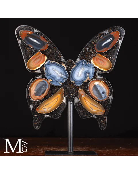 Scultura Farfalla in Agata Naturale.