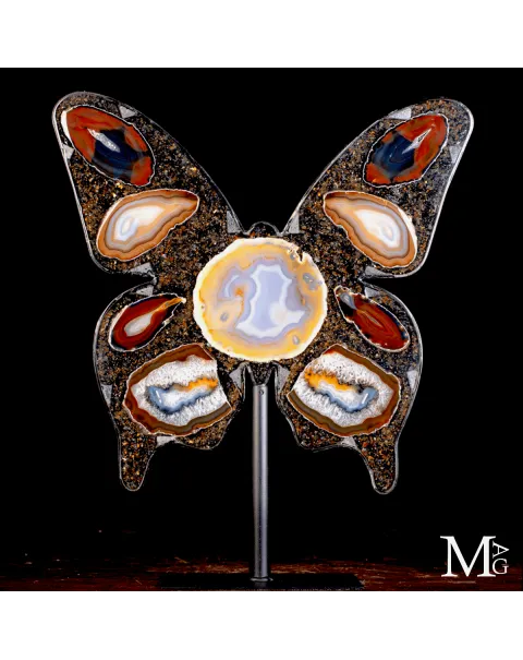 Farfalla in Agata Naturale – Scultura Decorativa.