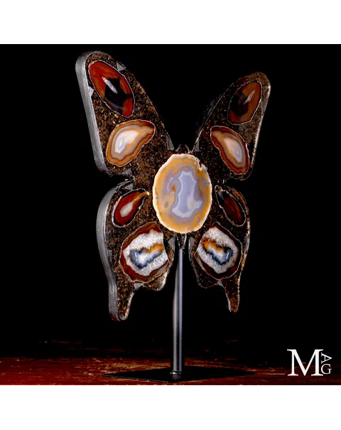 Farfalla in Agata Naturale – Scultura Decorativa.