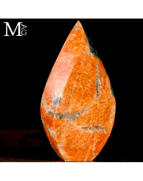 Fiamma in Calcite Arancione con Apatite Blu – Messico