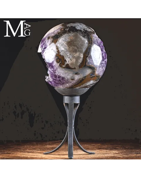 Sfera di Ametista - Geode con Cristallo di Calcite Naturale.
