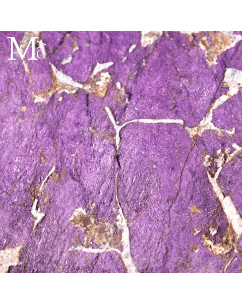 Purpurite della Namibia su base in legno e ottone