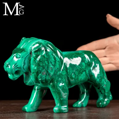 Leone in Malachite Naturale Intagliato a Mano - 26...