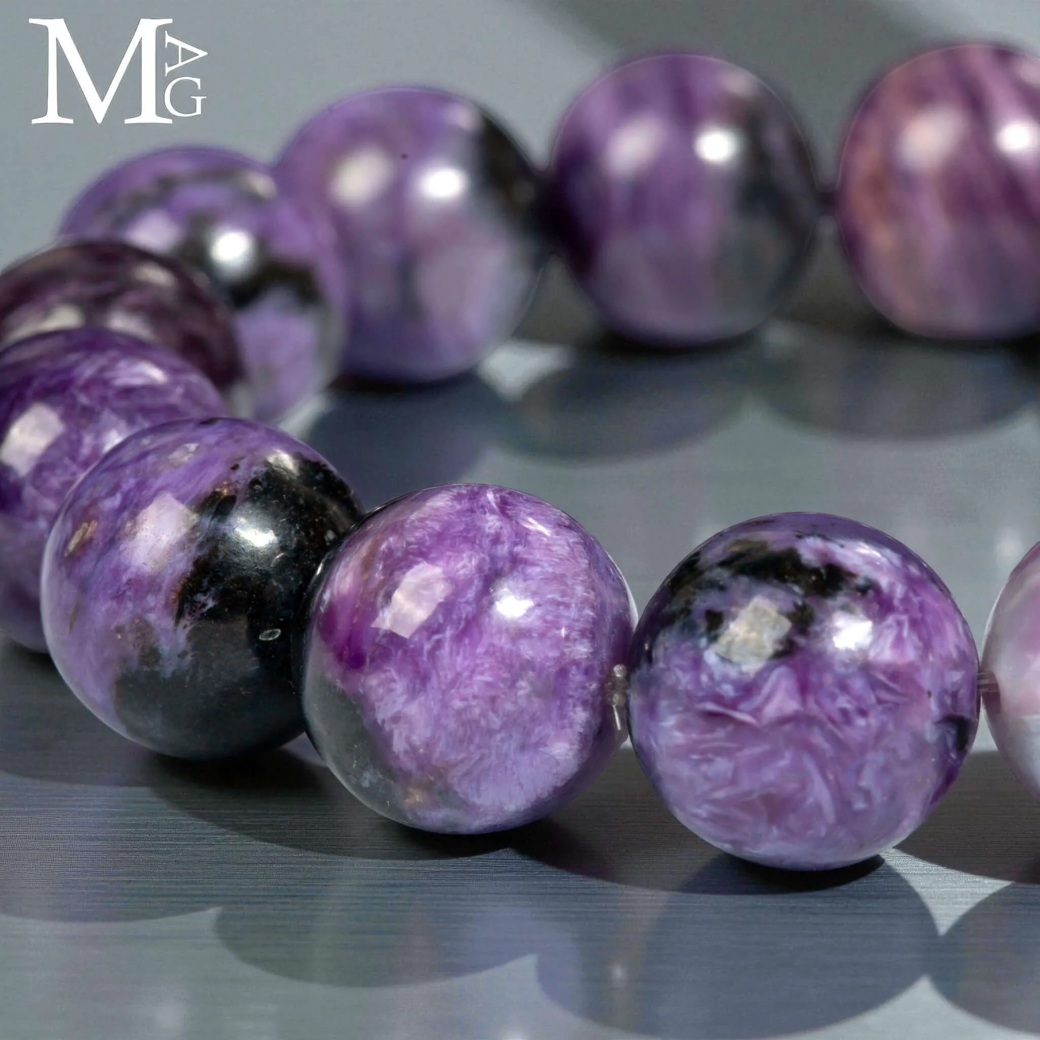 Bracciale in Charoite Siberiana AAA – 16 Sfere da 12,5 mm