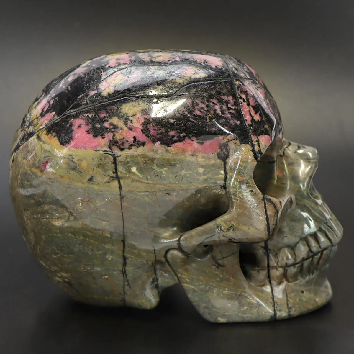 Teschio in Rodonite