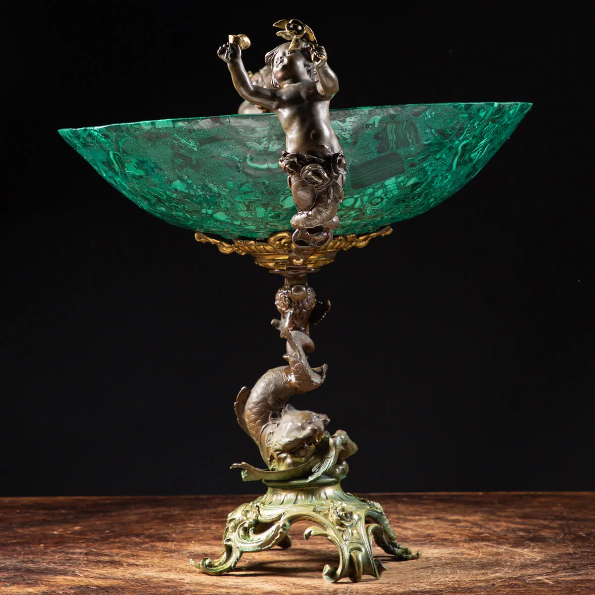 Vaso Antico in Malachite Stile Napoleone III
