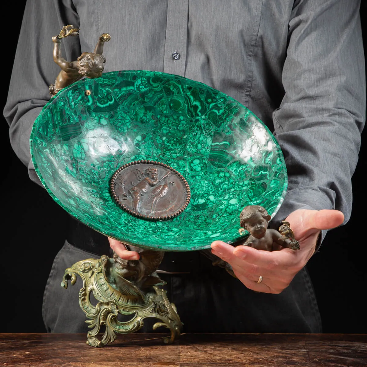 Vaso Antico in Malachite Stile Napoleone III