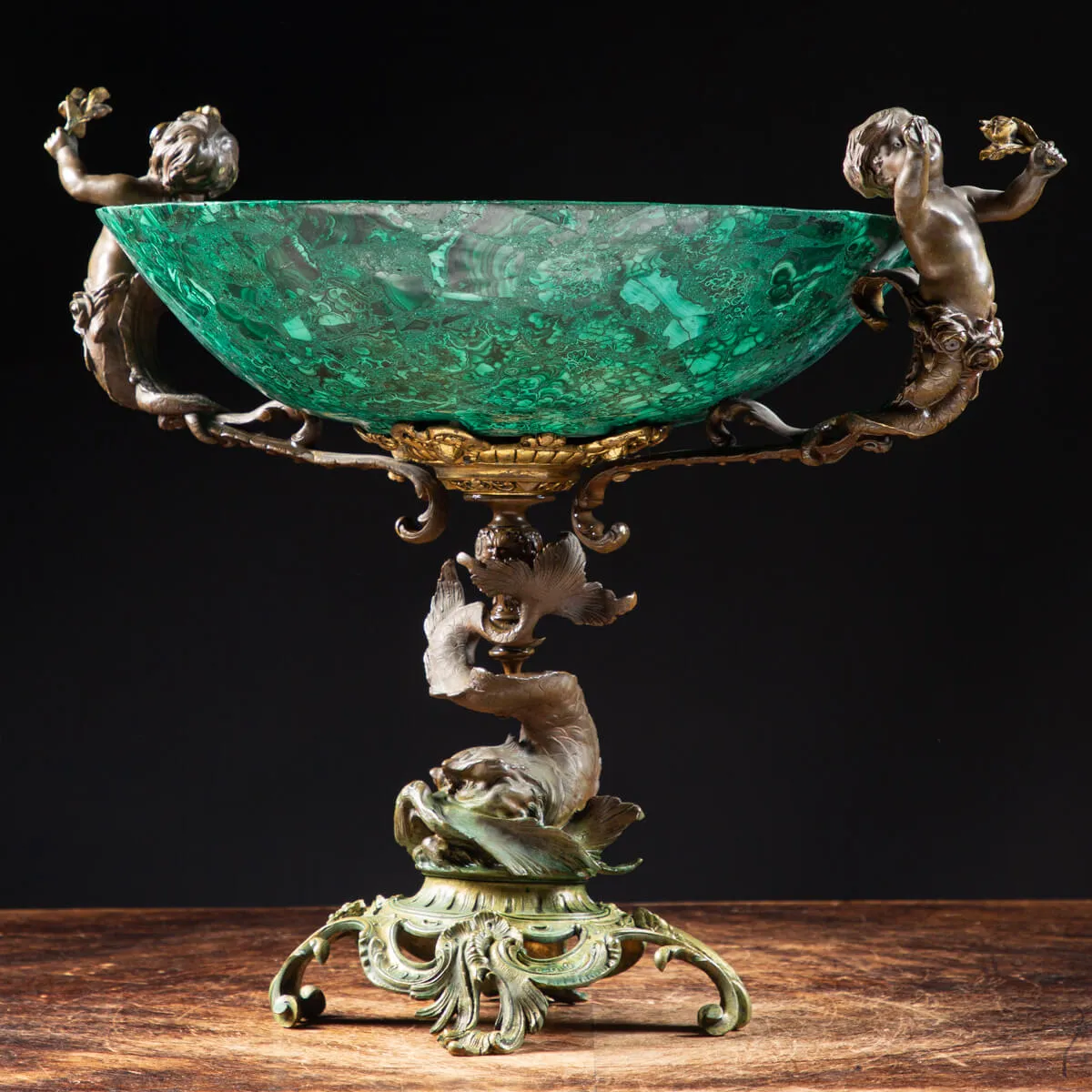 Vaso Antico in Malachite Stile Napoleone III