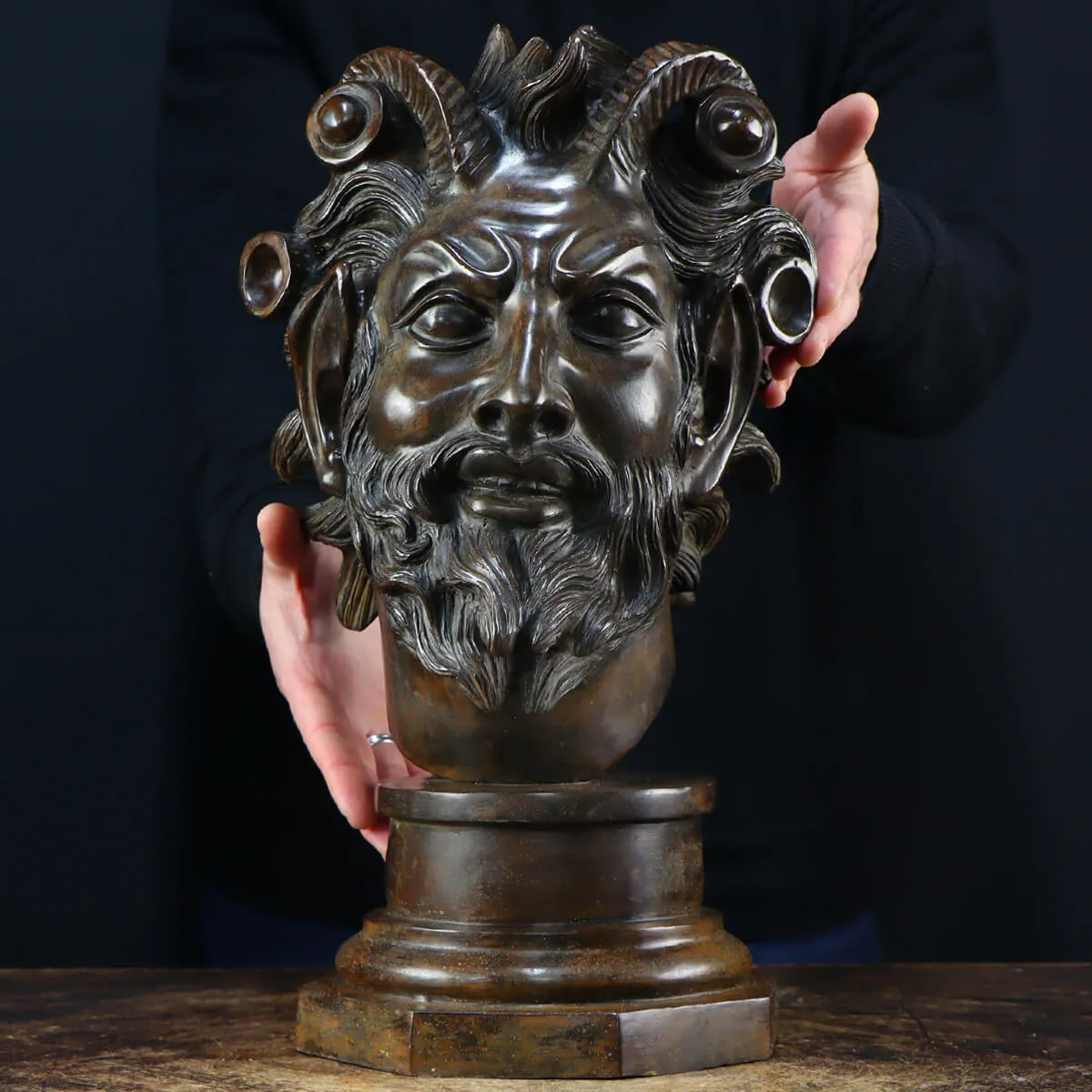 Scultura Volto Fauno Ebbro - Fonderia Chiurazzi