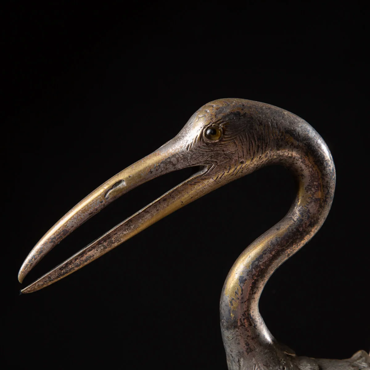 Scultura Gru in Argento con corpo in uovo di Struzzo - Anthony Redmile