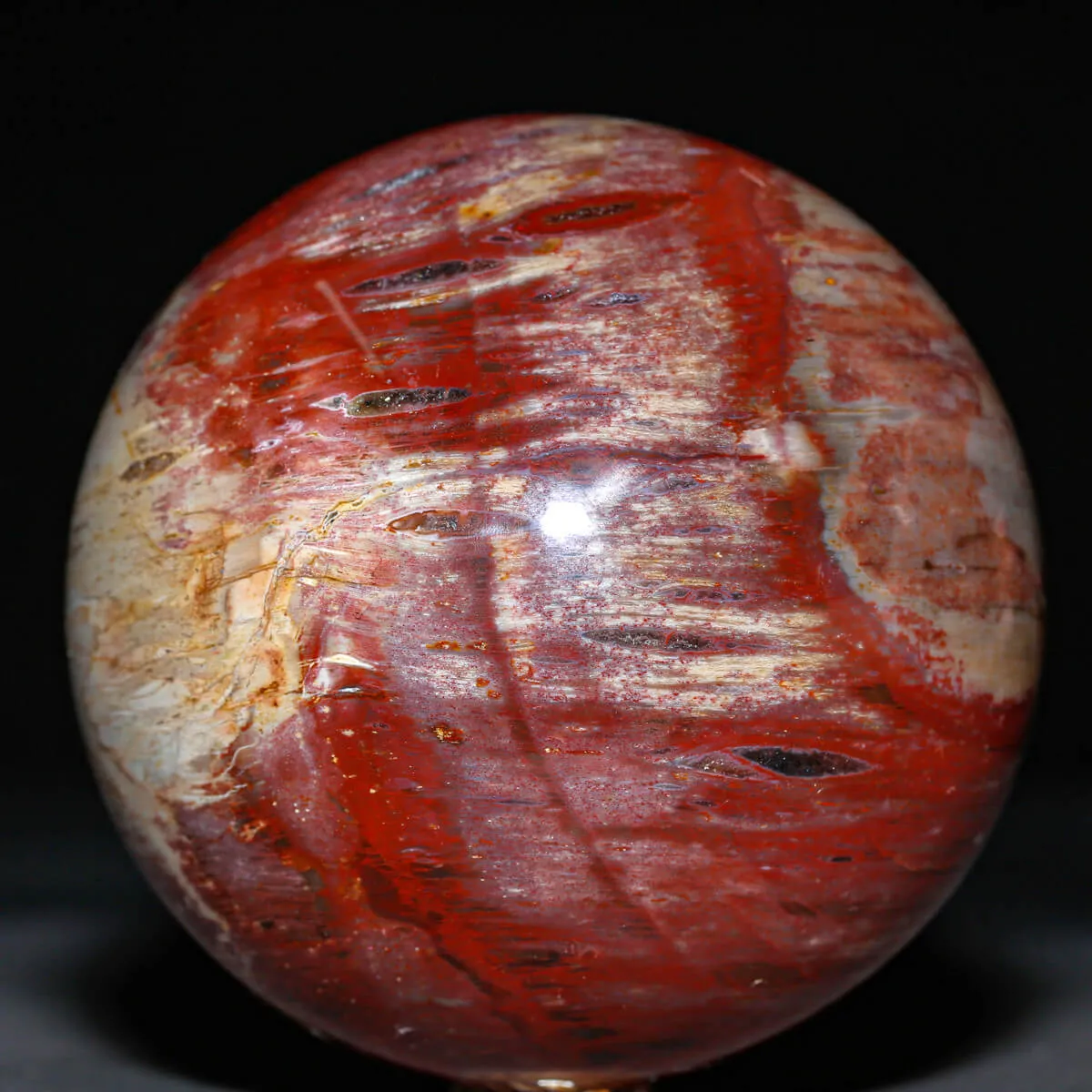 Sfera in Legno Fossile Rosso.