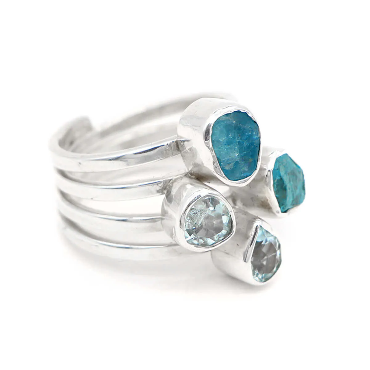 Anello con Acquamarina e Apatite Blue