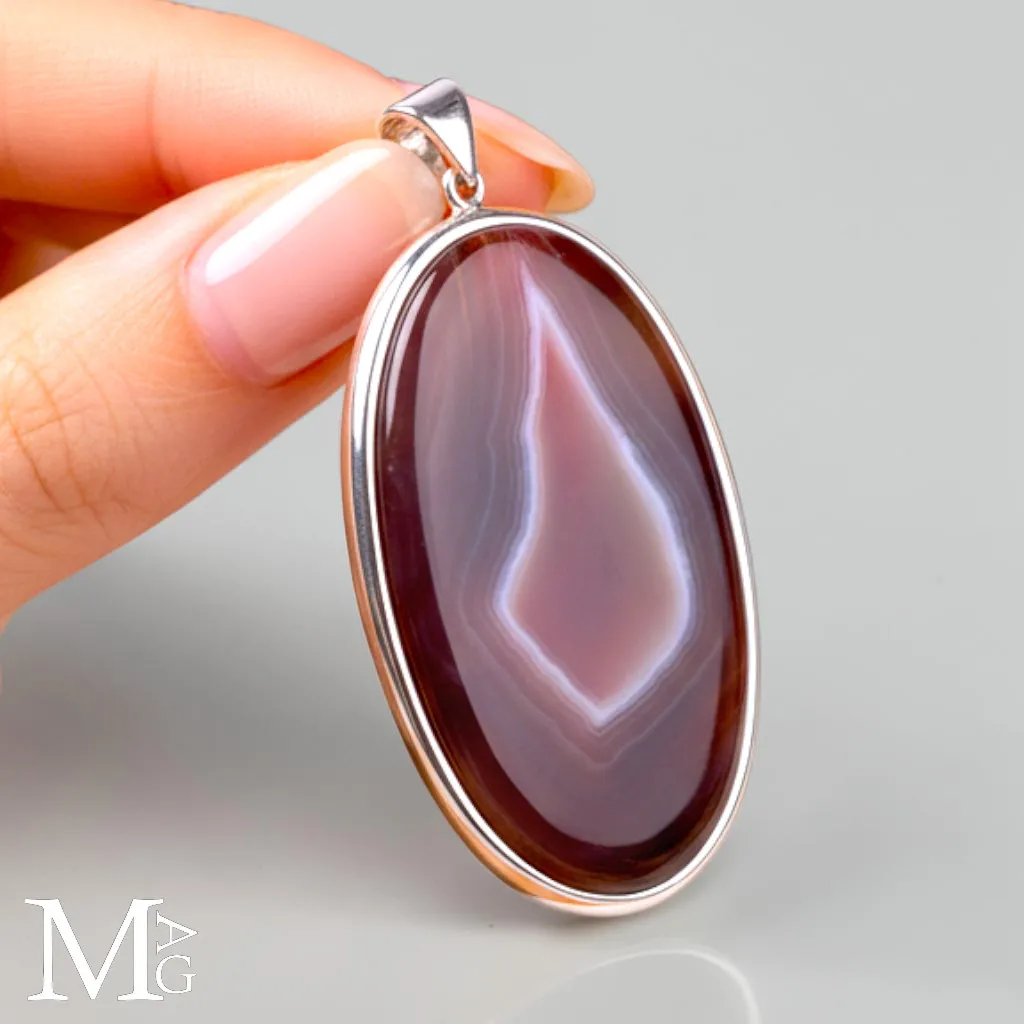 Ciondolo in Argento 925 con Agata del Botswana