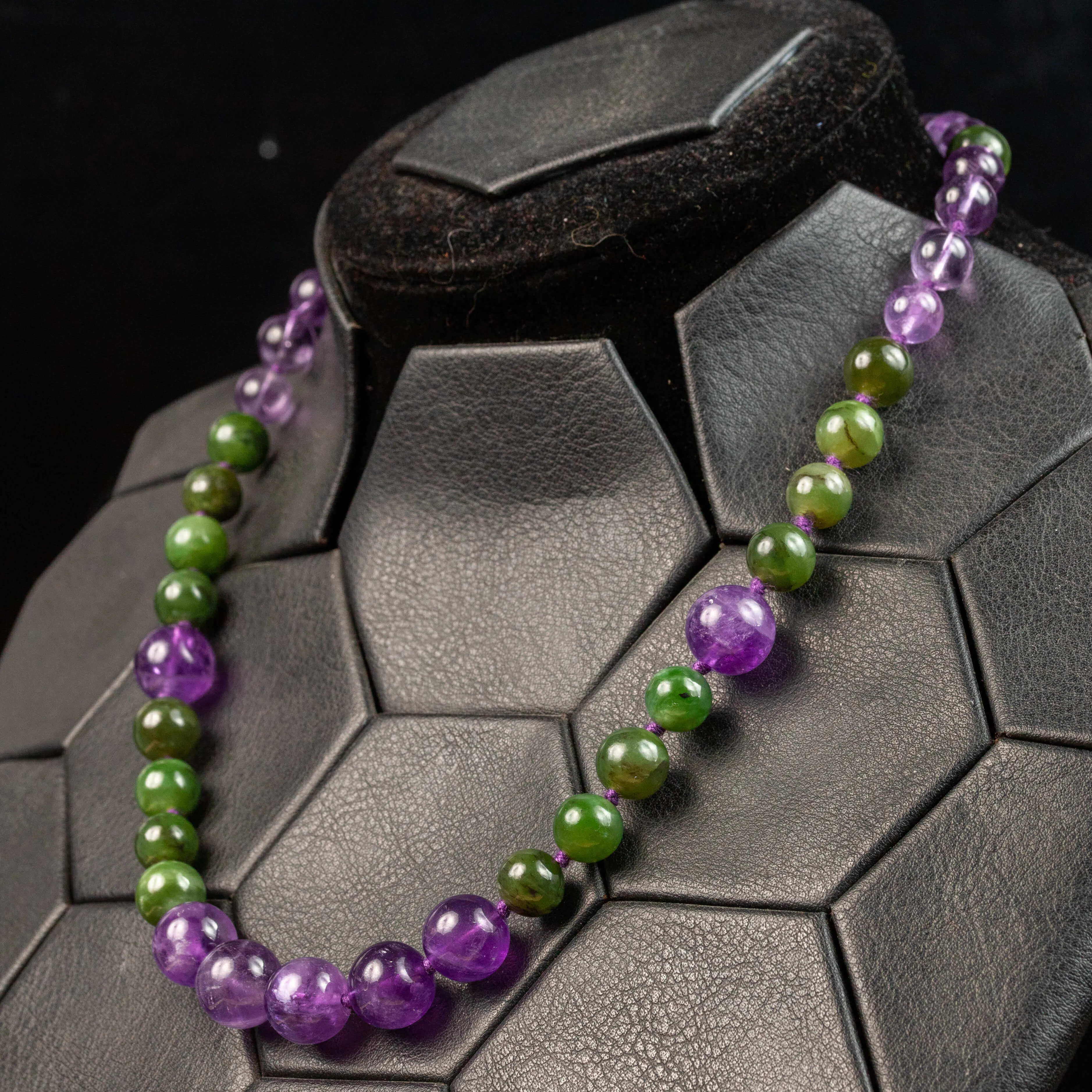 Collana di Giada Verde e Ametista Viola.