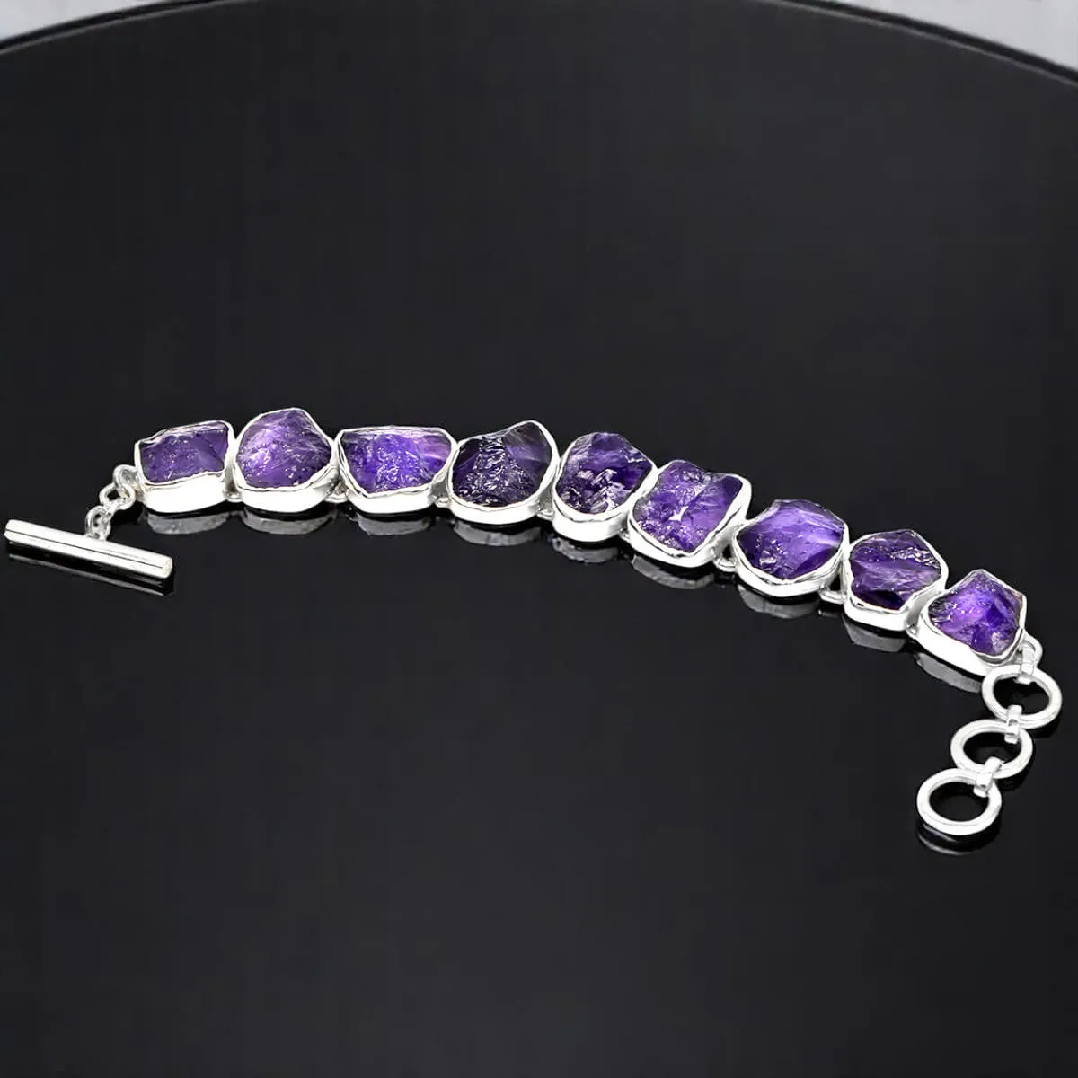 Bracciale in Argento 925 con Ametiste Boliviane Grezze.