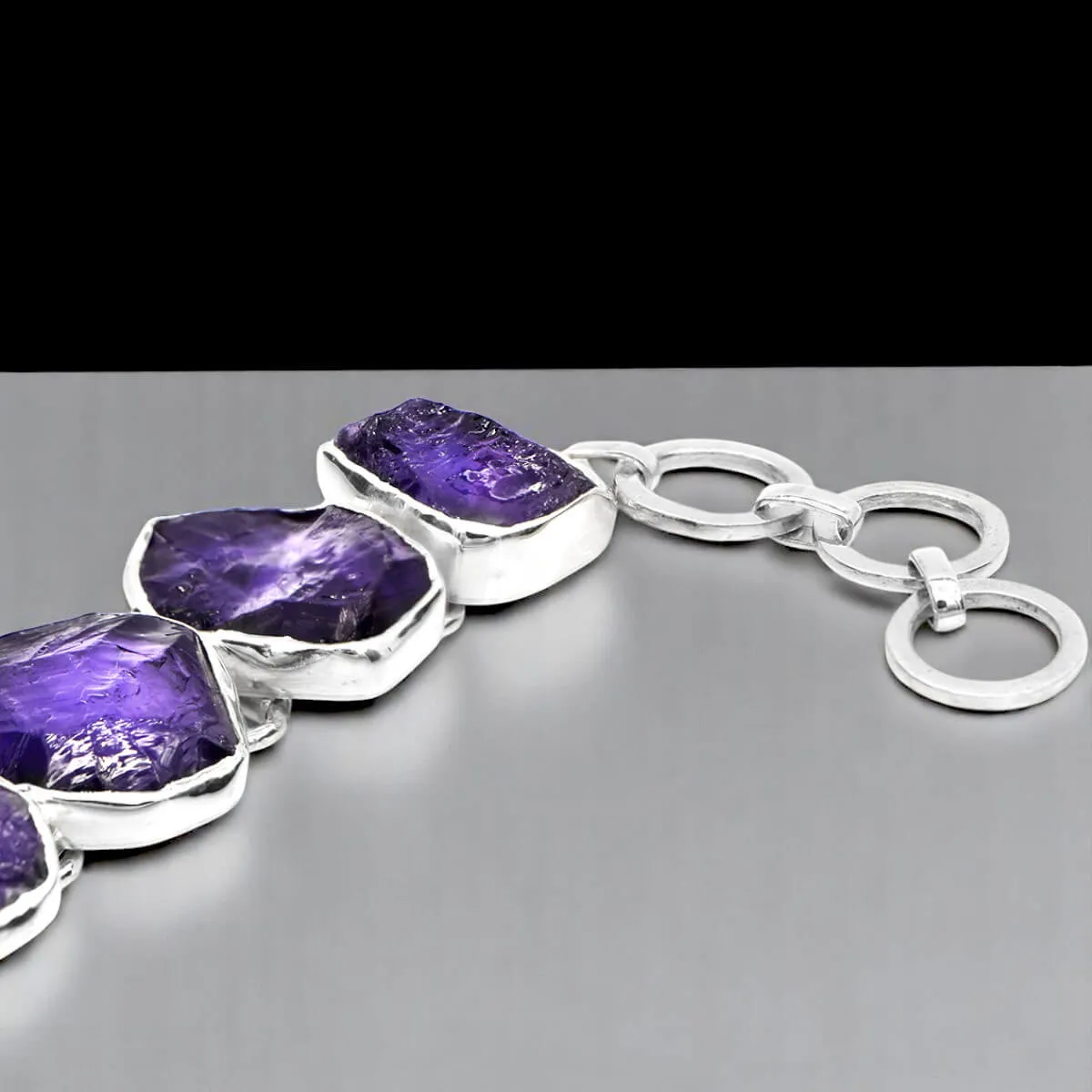 Bracciale in Argento 925 con Ametiste Boliviane Grezze.