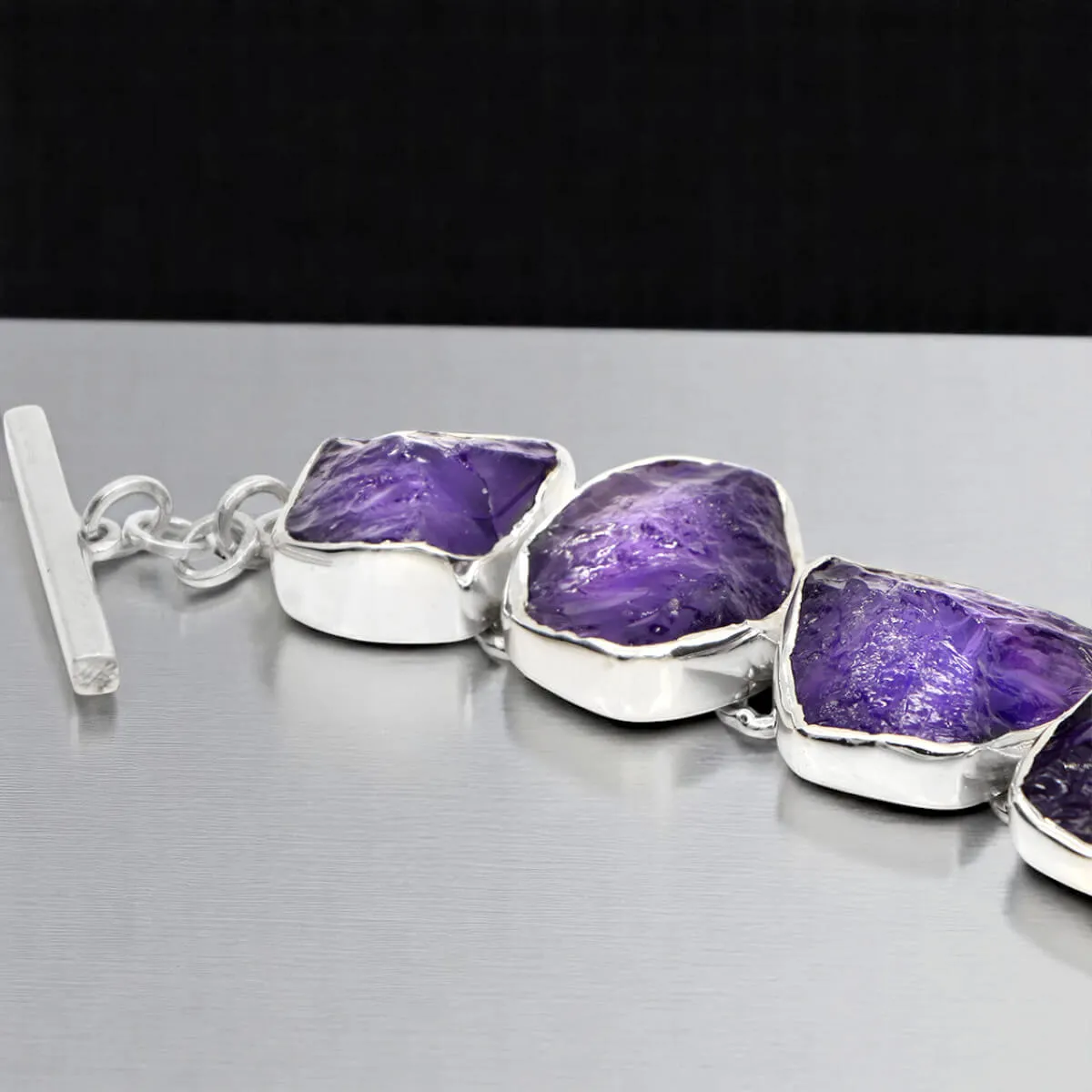 Bracciale in Argento 925 con Ametiste Boliviane Grezze.