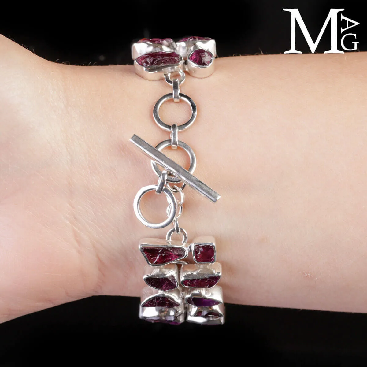 Bracciale in argento con ametista boliviana.