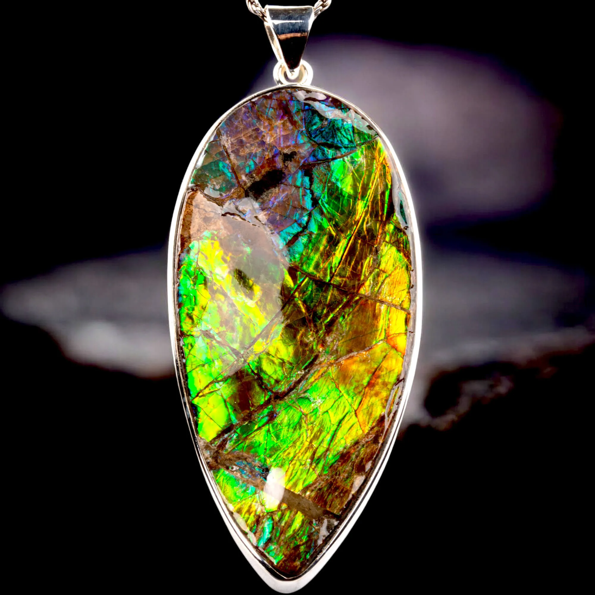 Ciondolo in Argento con Ammolite: La Magia dei Riflessi.
