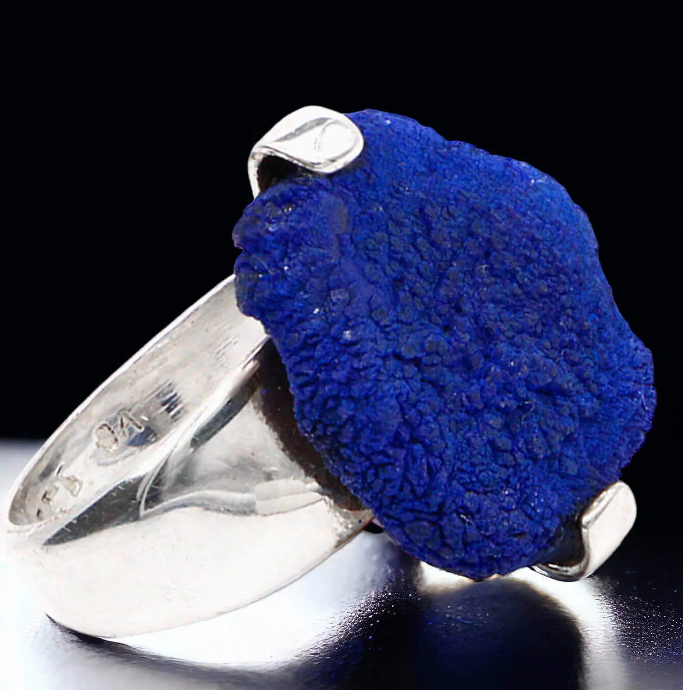 Anello  in Argento con Azurite dei Monti Urali.