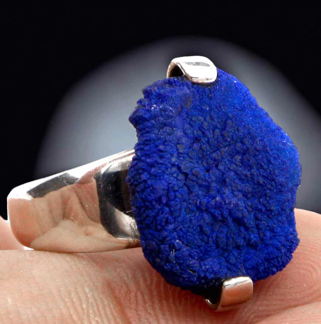Anello  in Argento con Azurite dei Monti Urali.