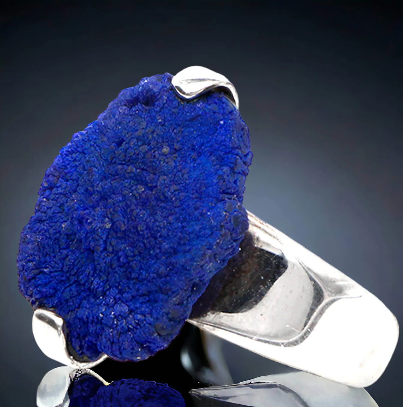 Anello  in Argento con Azurite dei Monti Urali.