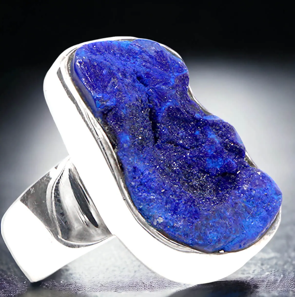 Anello con Raro Geode di Azzurrite