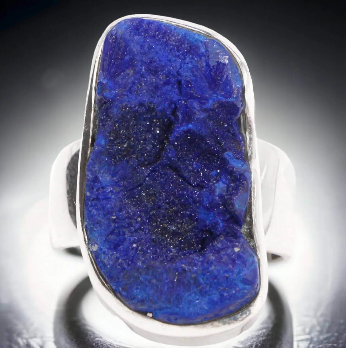 Anello con Raro Geode di Azzurrite