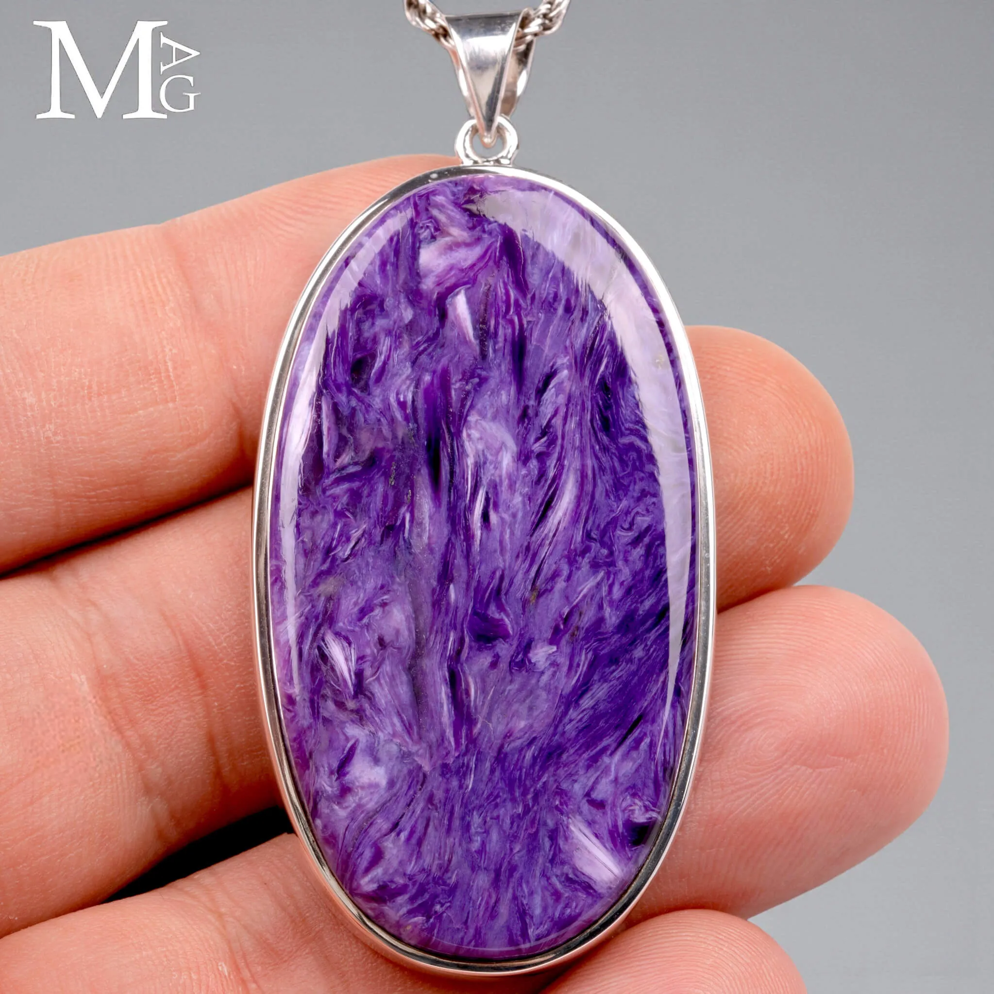 Ciondolo in Argento - Charoite dalla Siberia.