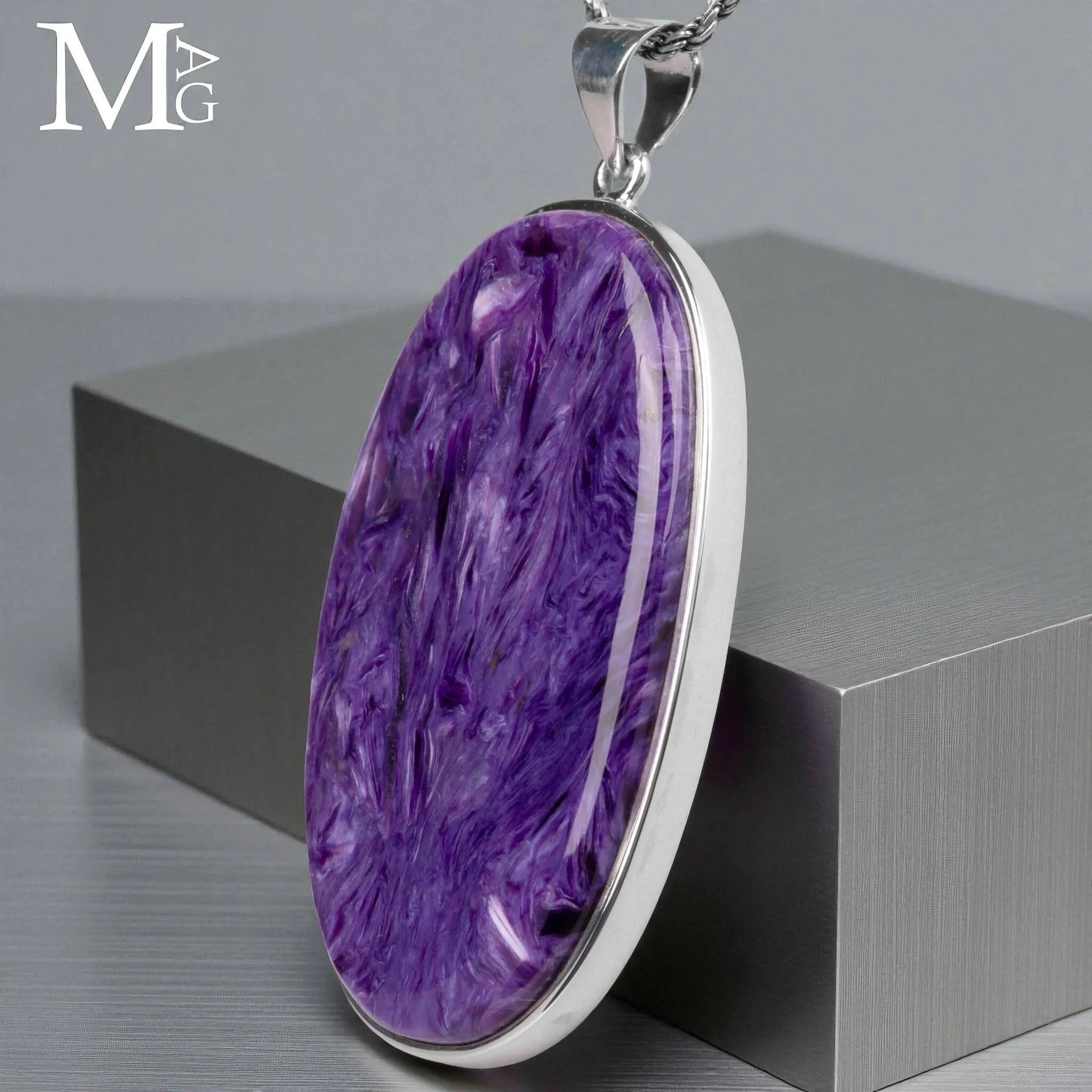 Ciondolo in Argento - Charoite dalla Siberia.
